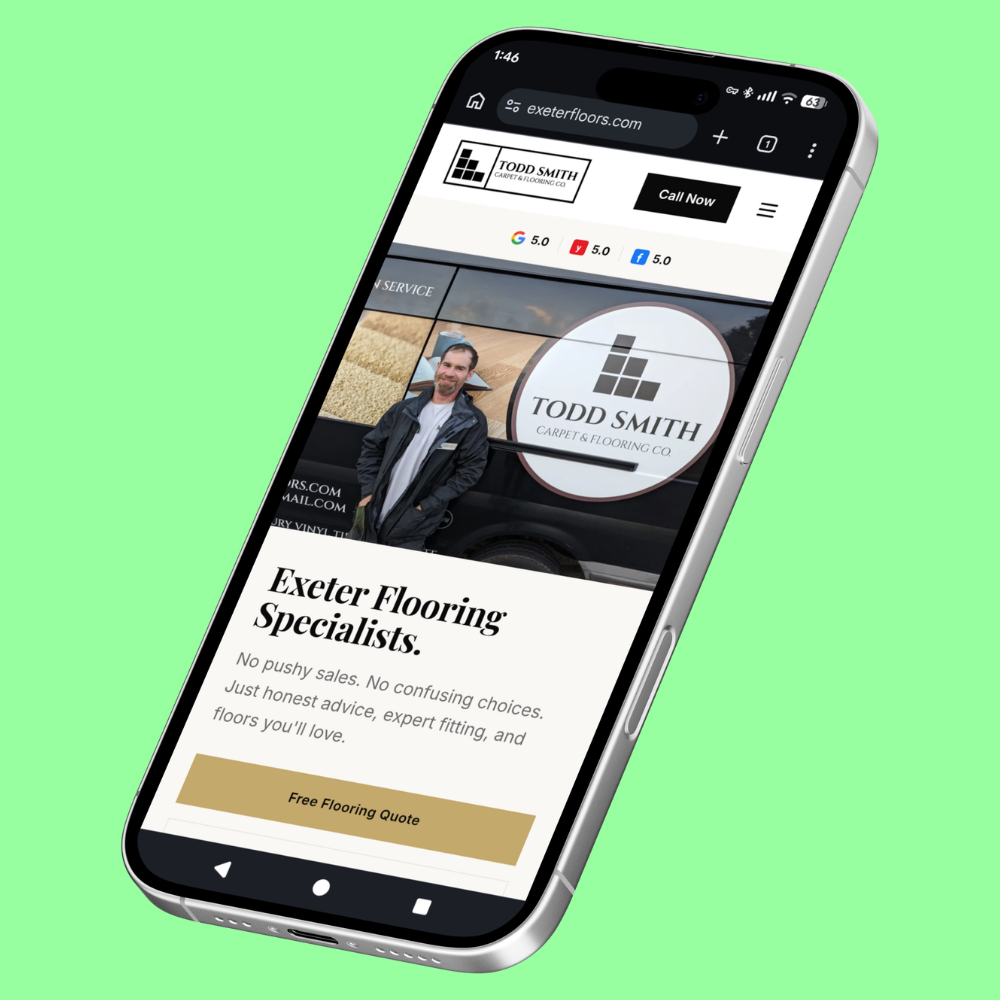 Carpet and flooring company mobile website design mockup