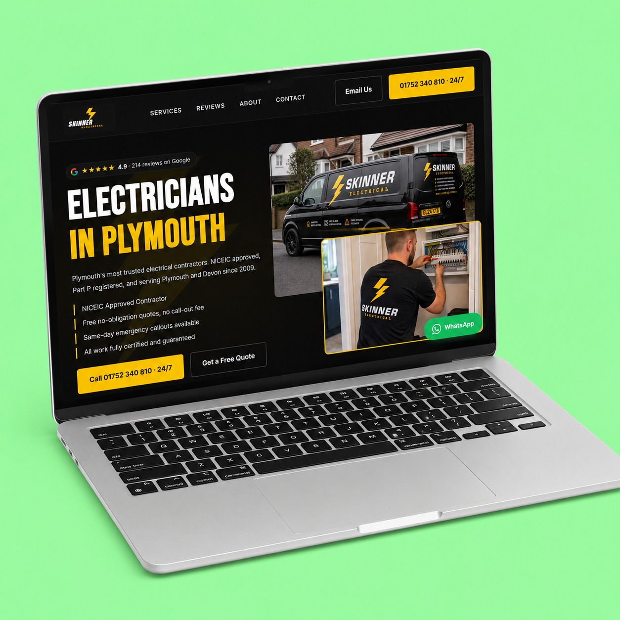 Free website design for a local electrical business
