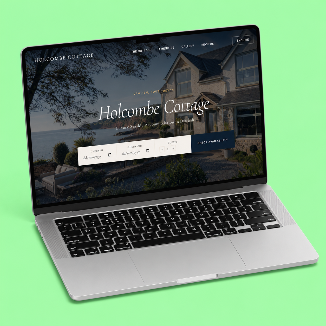 Holiday cottage website design mockup for a Dawlish business
